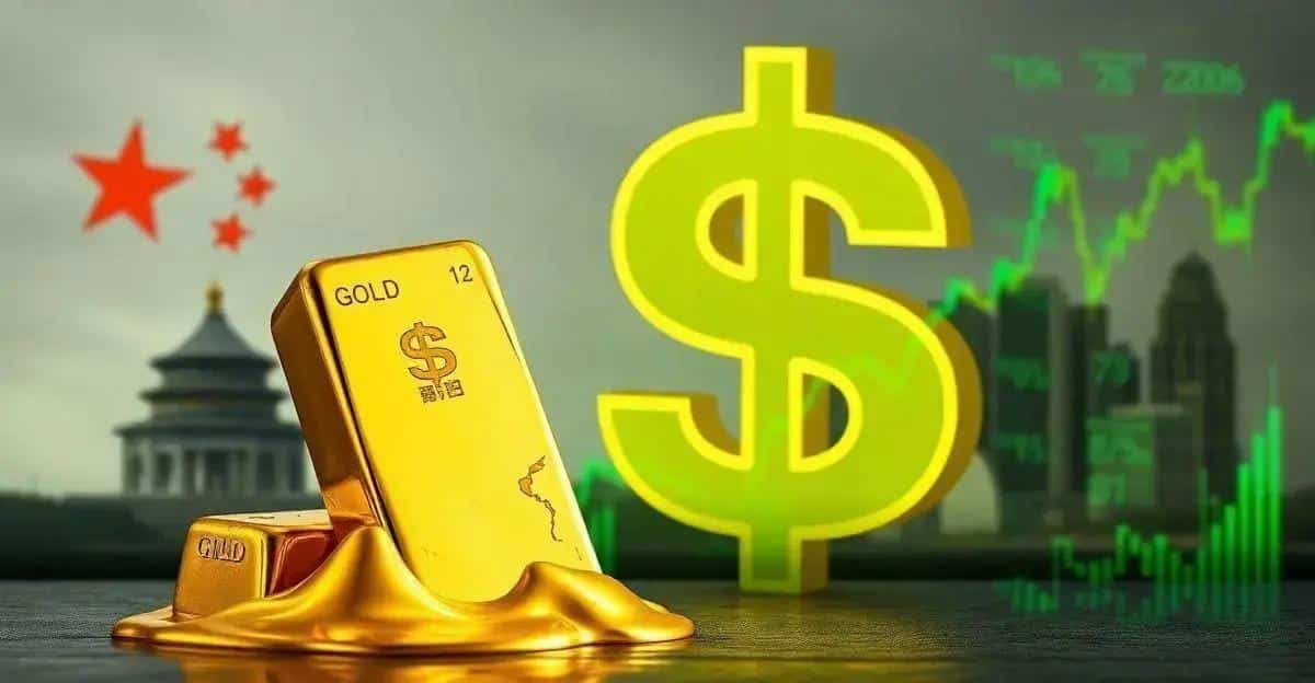 Ouro Fecha em Queda: Dólar Forte e Incertezas na China