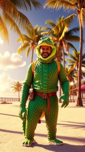 Homem Fantasiado de Jacaré é Preso em Santa Rita (PB)